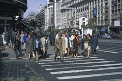 Románia, Bukarest, Gyalogos átkelőhely a Strada C. A. Rosetti - Bulevardul General Gheorghe Magheru kereszteződésnél., 1970, UWM Libraries, Harrison Forman, gyalogátkelő, Fortepan #260516