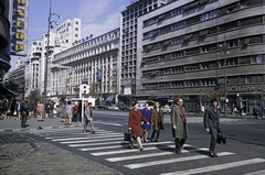 Románia, Bukarest, Strada C. A. Rosetti - Bulevardul General Gheorghe Magheru kereszteződése., 1970, UWM Libraries, Harrison Forman, gyalogátkelő, Fortepan #260531