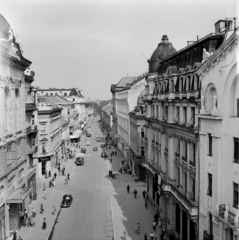 Szerbia, Belgrád, Kneza Mihajla a Vuka Karadžića felé, valószínűleg a Cervantes Intézetből fotózva., 1955, UWM Libraries, utcakép, képarány: négyzetes, látkép, madártávlat, Fortepan #260570