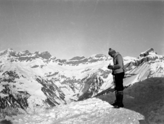 Svájc, Engelberg, a felvétel a Berghotel Trübsee küzelében készült., 1928, UWM Libraries, Frederick Gardner Clapp, síelés, havas táj, Fortepan #260659