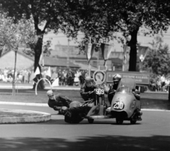 Magyarország, Népliget, Budapest X., az Országos Sportnapok keretében.megredezett Budapesti Honvéd nemzetközi gyorsasági motorversenye., 1966, Faragó György, Best of, oldalkocsis motorkerékpár, Budapest, Fortepan #261027