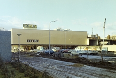 Hungary, Szombathely, Szűrcsapó utca, a Domus Áruház építkezése., 1980, Faragó György, Domus Enterprise, car park, colorful, Csepel D450, Fortepan #261396