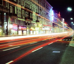 Hungary, Budapest V., Kossuth Lajos utca a Szép utcától a Puskin mozi és a Semmelweis utca felé nézve., 1980, Faragó György, Budapest, colorful, night, Fortepan #261469