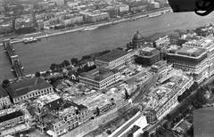 Magyarország, Budapest I., légifotó a Budavári Palotáról (korábban Királyi Palota)., 1963, MHSZ, légi felvétel, Duna, Budapest, függőhíd, William Tierney Clark-terv, Fortepan #26150