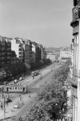 Csehország, Prága, rálátás a Vencel térre (Václavské námestí) a Hotel Ambasodor-ból., 1956, Faragó György, Csehszlovákia, Fortepan #261580