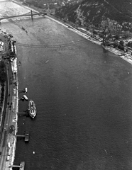 Magyarország, Budapest, légifotó. Az épülő új Erzsébet híd és a Gellérthegy., 1963, MHSZ, légi felvétel, hídépítés, Duna, Fortepan #26159