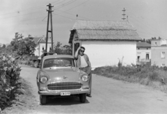 Magyarország,Balaton, Badacsonytomaj,Badacsony, Római út a Harsona köznél., 1959, Faragó György, rendszám, Opel Rekord, Fortepan #261726