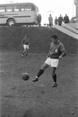 Magyarország, Népstadion, Budapest XIV., Just Fontaine francia játékos bemelegít a Népstadion parkjában. A felvétel a Magyarország - Franciaország (2:0) válogatott labdarúgó-mérkőzés előtt készült 1957. október 6-án., 1957, Faragó György, Budapest, férfi, sportoló, Fortepan #261758