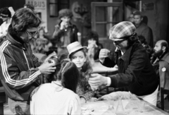 Hungary, előtérben balra Bodnár István rendező., 1980, Gyulai Gaál Krisztián, filming, hairdresser, Fortepan #262906