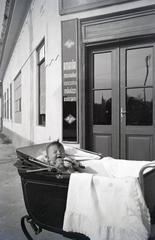 1932, Vincent Till Baumgartner, newborn, baby carriage, Agfa-brand, camera store, Fortepan #262958