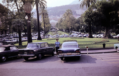 Monaco, Monte-Carlo, Place du Casino, szemben az Allée des Boulingrins., 1967, Dr. Iván Zoltán, színes, Alfa Romeo Giulia, Ford Consul, Fortepan #263016