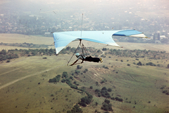 1977, Lorkó Fanni, colorful, hang-glider, bird's eye view, Fortepan #263233