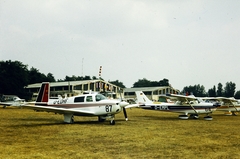 Hungary, Dunakeszi, német sportrepülőgépek a repülőtéren., 1978, Lorkó Fanni, colorful, airplane, Mooney M20, Mooney-brand, Socata-brand, Socata TB 10 Tobago, Fortepan #263253