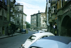 Austria, Innsbruck, Herzog-Friedrick-Strasse, az Inn folyó irányába nézve., 1961, Fortepan/Album074, colorful, Fortepan #263296