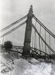 Hungary, Budapest V., pesti alsó rakpart, szemben a lerombolt Erzsébet híd pesti hídfője., 1947, Bónis József, wrecked bridge, wharf, Budapest, Fortepan #263342