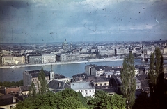 Hungary, Budapest I., kilátás a Duna és a Szent István-bazilika irányába., 1944, Kovács Györgyi, Budapest, roof, bridge, river, Fortepan #263365