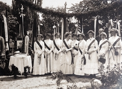 Germany, 1906, Zichy kúria, Zala, sash, class photo, tableau, peeking, Fortepan #263491