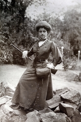 1905, Zichy kúria, Zala, hunter, gun, hat, lady, shoulder bag, Fortepan #263508