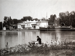 Magyarország,Balaton, Siófok, a hajóállomás utasváró épülete., 1914, Zichy kúria, Zala, kutya, gőzhajó, hajóállomás, Fortepan #263783