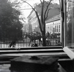 Hungary, Budapest VII., a felvétel a Rottenbiller utca 33. számú házból készült, szemben a Dob utca., 1906, Zichy kúria, Zala, Best of, fence, Horse-drawn carriage, window, Budapest, Fortepan #264012