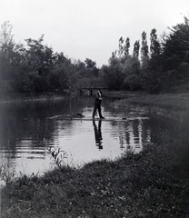 Hungary, Zichy-kúria, tó a park végében., 1906, Zichy kúria, Zala, lake, raft, Fortepan #264016