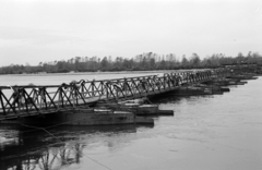 Magyarország, a magyar csapatok szlovákiai bevonulására készített Medve felé vezető pontonhíd a Dunán., 1938, Nagy István, Nagy József, utász, pontonhíd, bevonulás, Duna-part, Fortepan #264154