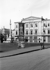 Magyarország, Győr, Széchenyi tér, a Lloyd-palota / Vigadó előtte a Mária-oszlop., 1938, Nagy István, Nagy József, plakát, hirdetőoszlop, Fortepan #264244