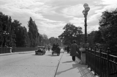 Magyarország, Győr, Baross Gábor út, a Baross híd lehajtója Nádorváros felé., 1939, Nagy István, Nagy József, forgalom, lovaskocsi, Fortepan #264284