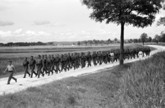 Magyarország, Sárszentmihály, katonák menetoszlopa a település közelében., 1940, Nagy István, Nagy József, MKHL, ejtőernyős, Fortepan #264376