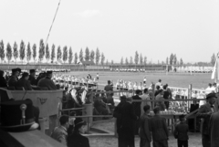 Magyarország, Győr, ETO-sporttelep, győri népiskolák sport- és tornaünnepsége 1942. május 17-én, 1942, Nagy István, Nagy József, katonazenekar, páholy, Fortepan #264492