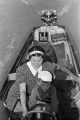 1941, Nagy István, kid, motorboat, Fortepan #264517