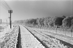 1941, Nagy István, snowy landscape, railway, telegraph-pole, rails, Fortepan #264520