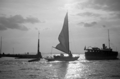 Hungary,Lake Balaton, Siófok, móló., 1959, Horváth József, sailboat, Fortepan #264820