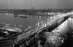 Hungary, Budapest, Erzsébet híd a Gellérthegyről nézve., 1968, Bambi, picture, floodlighting, Fortepan #26484