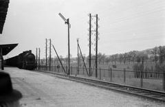 1955, Horváth József, steam locomotive, train station, rail signal, Fortepan #264992