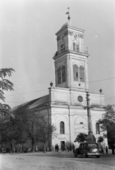 Románia,Erdély, Nagyszalonta, a református templom a Kossuth Lajos utcából nézve., 1940, Horváth József, templom, templomtorony, Fortepan #265052