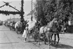 Románia,Erdély, Élesd, Fő utca (később Strada 1 Decembrie 1918) diadalkapu a Kórház előtt. A felvétel a magyar csapatok bevonulása idején készült., 1940, Horváth József, diadalkapu, Fortepan #265437