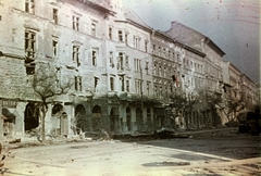 Magyarország, Budapest VIII., József körút a Corvin (Kisfaludy) köztől a Nap utca felé nézve., 1956, Horváth József, Budapest, forradalom, színes, Fortepan #265783