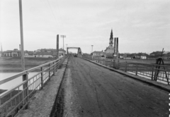 Hungary, Kunszentmárton, régi Kőrös híd., 1955, UVATERV, church, bridge, picture, Baroque-style, Catholic Church, József Jung-design, Fortepan #2660