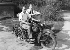 1939, Horváth József, Harley-Davidson-márka, rendszám, oldalkocsis motorkerékpár, Fortepan #266068