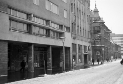 Hungary, Győr, Baross Gábor (Lenin) út a Bajcsy-Zsilinszky út kereszteződédénél, jobbra távolabb az Árpád útnál a Rába Hotel látszik., 1974, Vízkelety László, Fortepan #266107