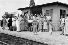 Hungary, Gyenesdiás, a felvétel Alsógyenes vasúti megállóhelyen készült., 1942, Vízkelety László, tableau, train station, Fortepan #266212