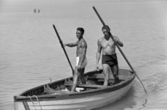 1942, Vízkelety László, boat, men, swimming trunks, strong, paddling, Fortepan #266222