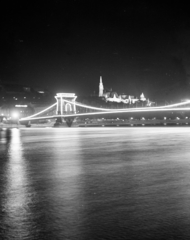 1938, Vízkelety László, night, floodlighting, Danube, bridge, Fortepan #266315