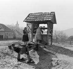 1965, Szilvási hagyaték, népviselet, kerekeskút, Fortepan #266451