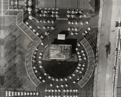 Németország, Berlin, kilátás a Funkturm-ból, Moholy-Nagy László műve., 1928, Fortepan/Album077, Moholy-Nagy László, légi felvétel, kerthelyiség, étterem, felülnézet, Fortepan #267127