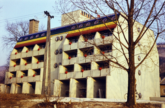 Hungary, Tokaj, Rákóczi út 5., Hotel Tokaj., 1983, Lorkó Fanni, colorful, modern architecture, Fortepan #267587