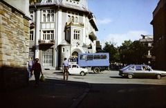 Lengyelország,Lengyel Magas-Tátra, Zakopane, ulica Tadeusza Kościuszki - ulica Krupówki sarok., 1985, Barna Ádám, rabszállító, Star 266, épület, utcakép, járókelő, Renault 30, Polski Fiat 126p, Fortepan #267719