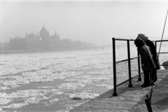 1956, Bolvári László, ice breaking, parliament, Danube, Kossuth-bridge, Fortepan #267758