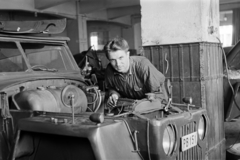 Magyarország, Budapest XIV., Egressy út 35-51., a felvétel a Posta Központi Járműtelepén készült., 1958, Bolvári László, Skoda-márka, Skoda 1101 VO/P Colonial, rendszám, Budapest, Fortepan #267775